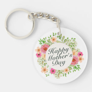 Elegant Happy Mother's Day Floral Frame Keychain