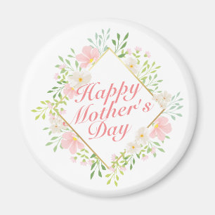 Elegant Happy Mother's Day Floral Frame Magnet