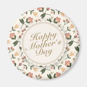 Elegant Happy Mother's Day Floral Frame Magnet