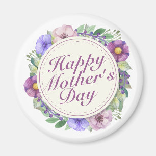Elegant Happy Mother's Day Floral Frame Magnet