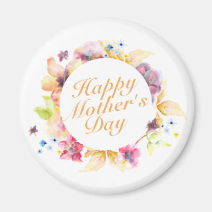 Elegant Happy Mother's Day Floral Frame Magnet