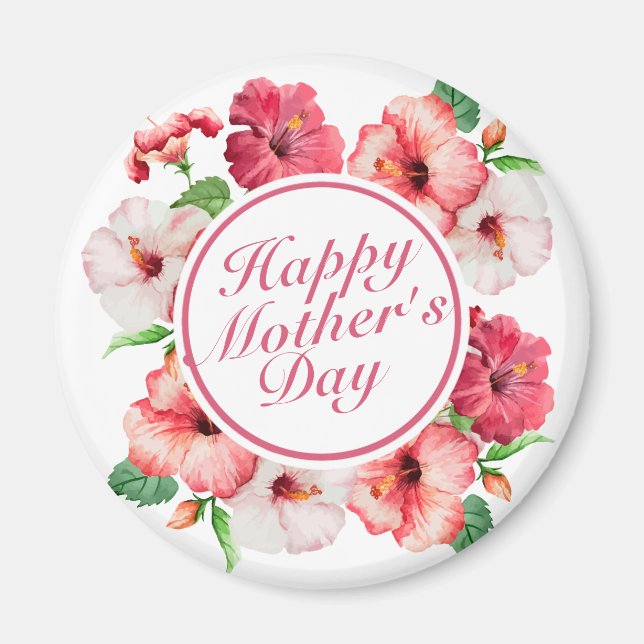 Elegant Happy Mother's Day Floral Frame Magnet (Front)