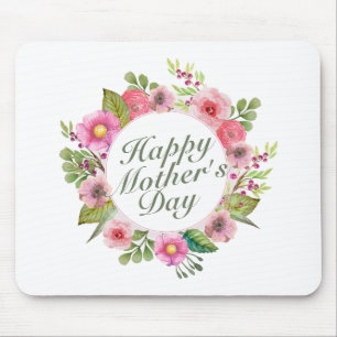 Elegant Happy Mother's Day Floral Frame Mousepad