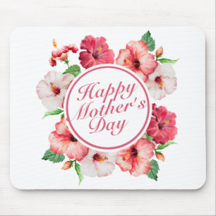 Elegant Happy Mother's Day Floral Frame Mousepad