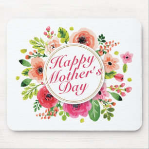 Elegant Happy Mother's Day Floral Frame Mousepad