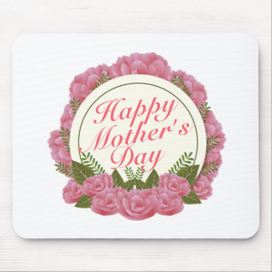 Elegant Happy Mother's Day Floral Frame Mousepad