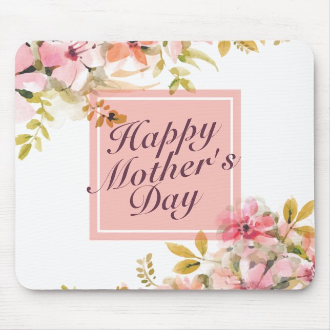 Elegant Happy Mother's Day Floral Frame Mousepad (Front)