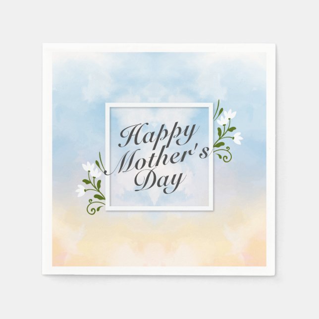 Elegant Happy Mother's Day Floral Frame Napkin (Front)