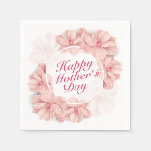 Elegant Happy Mother's Day Floral Frame Napkin