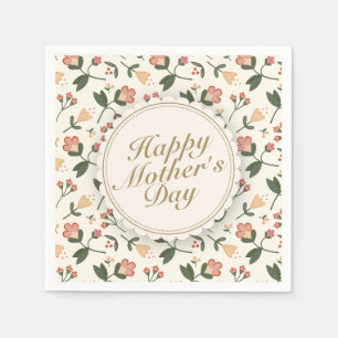 Elegant Happy Mother's Day Floral Frame Napkin