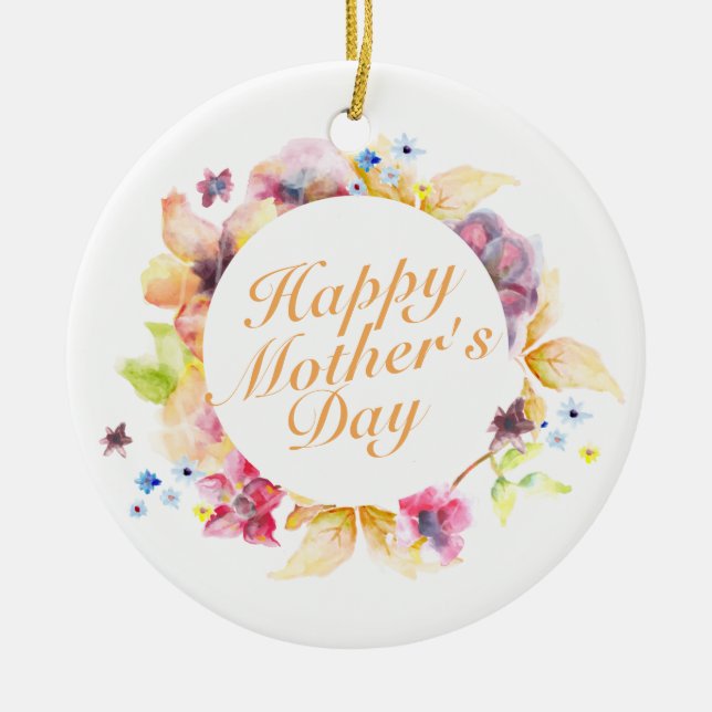 Elegant Happy Mother's Day Floral Frame Ornament (Front)