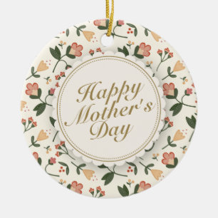 Elegant Happy Mother's Day Floral Frame Ornament
