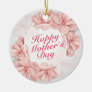 Elegant Happy Mother's Day Floral Frame Ornament