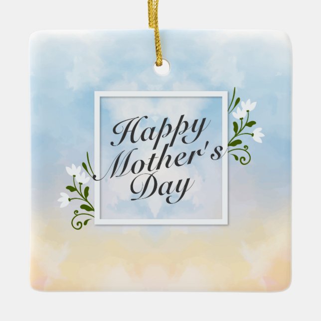 Elegant Happy Mother's Day Floral Frame Ornament (Front)
