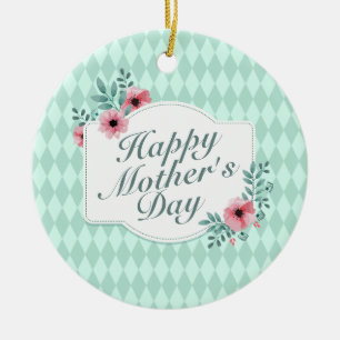 Elegant Happy Mother's Day Floral Frame Ornament