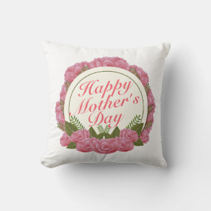 Elegant Happy Mother's Day Floral Frame   Pillow