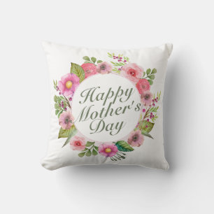 Elegant Happy Mother's Day Floral Frame   Pillow