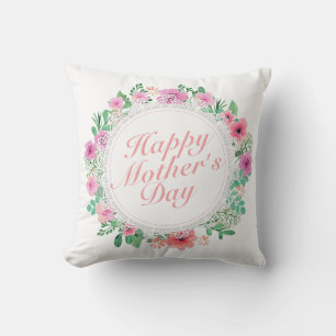 Elegant Happy Mother's Day Floral Frame   Pillow