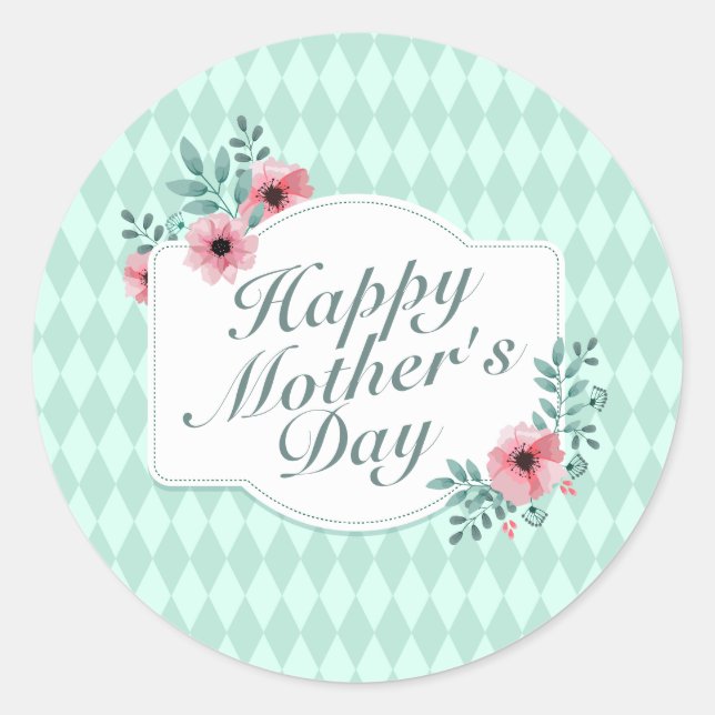 Elegant Happy Mother's Day Floral Frame Sticker (Front)