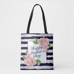 Elegant Happy Mother's Day Floral Frame Tote Bag