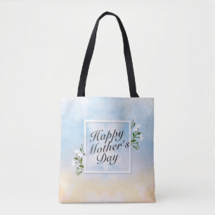 Elegant Happy Mother's Day Floral Frame Tote Bag