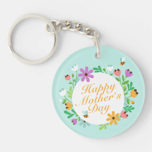 Elegant Happy Mother's Day Floral   Keychain