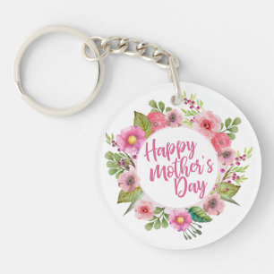 Elegant Happy Mother's Day Floral Keychain