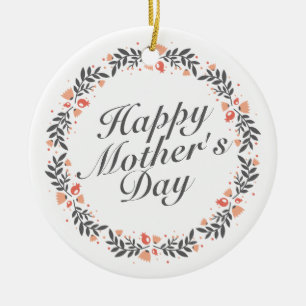Elegant Happy Mother's Day Floral   Ornament