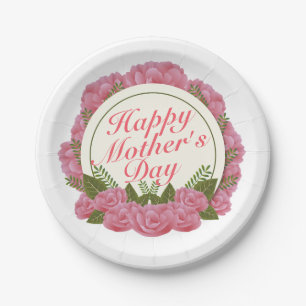 Elegant Happy Mother's Day Floral Paper Plate