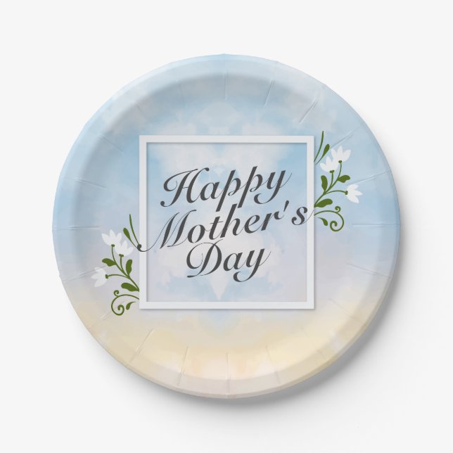 Elegant Happy Mother's Day Floral Paper Plate (Front)