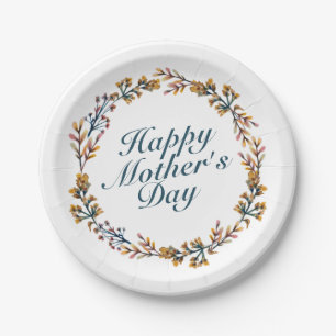 Elegant Happy Mother's Day Floral Paper Plate