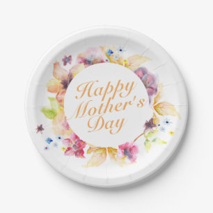 Elegant Happy Mother's Day Floral Paper Plate