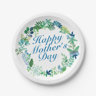 Elegant Happy Mother's Day Floral Paper Plate