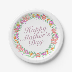Elegant Happy Mother's Day Floral Paper Plate