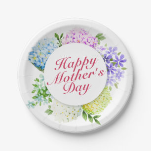Elegant Happy Mother's Day Floral Paper Plate