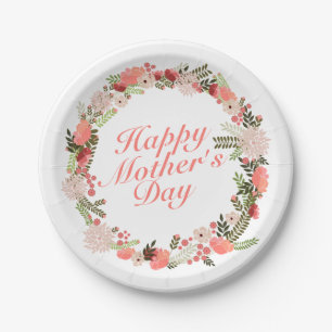 Elegant Happy Mother's Day Floral Paper Plate