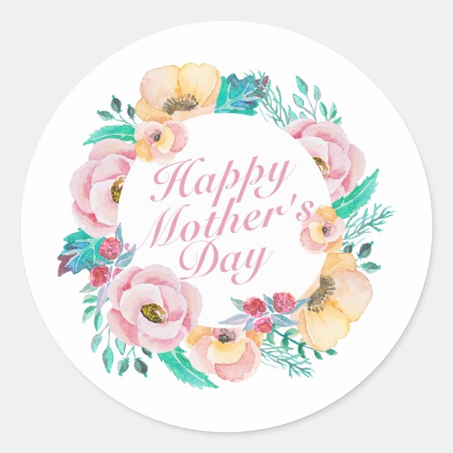 Elegant Happy Mother's Day Floral | Sticker Seal (Front)