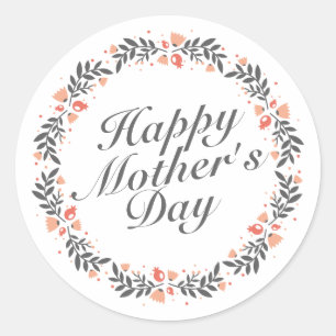 Elegant Happy Mother's Day Floral Sticker Seal