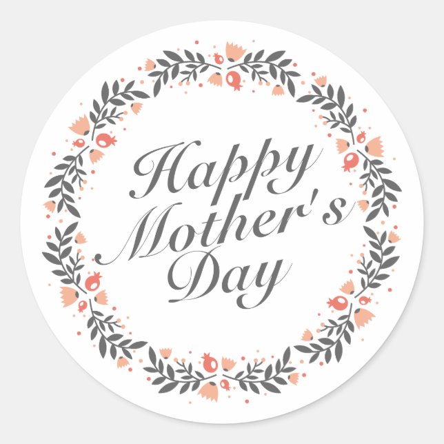 Elegant Happy Mother's Day Floral Sticker Seal (Front)