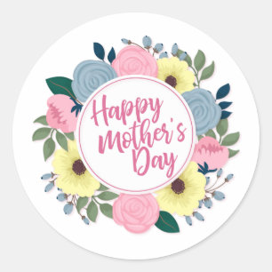 Elegant Happy Mother's Day Floral   Sticker Seal