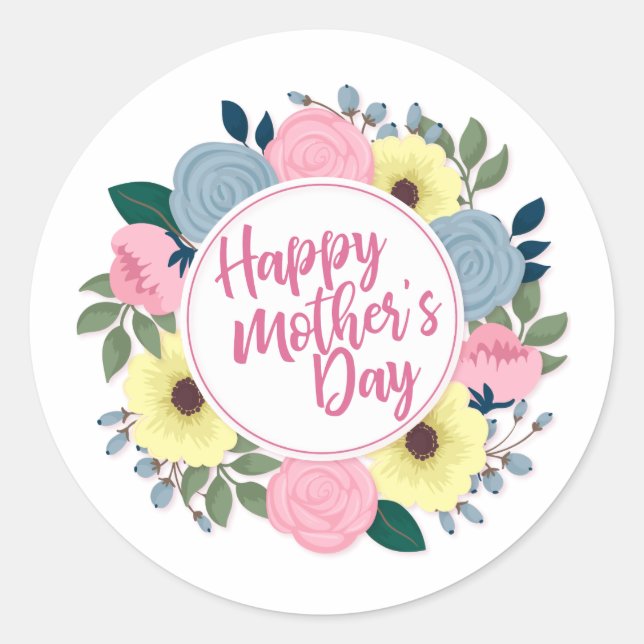 Elegant Happy Mother's Day Floral | Sticker Seal (Front)