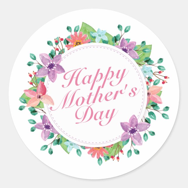 Elegant Happy Mother's Day Floral | Sticker Seal (Front)