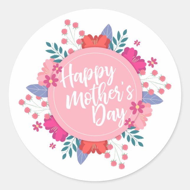 Elegant Happy Mother's Day Floral | Sticker Seal (Front)