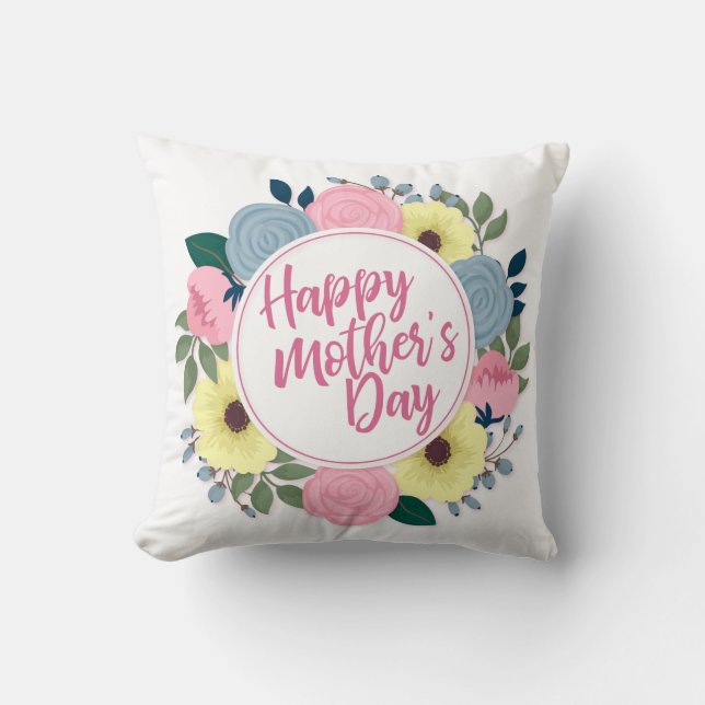 Elegant Happy Mother's Day Floral | Throw Pillow (Front)
