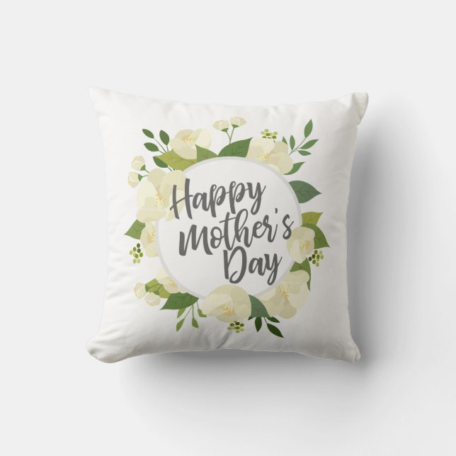 Elegant Happy Mother's Day Floral | Throw Pillow (Front)