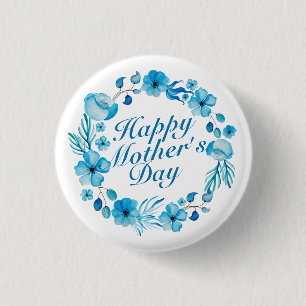 Elegant Happy Mother's Day Floral Wreath Button