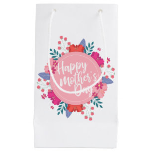 Elegant Happy Mother's Day Floral Wreath Gift Bag
