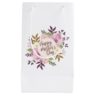 Elegant Happy Mother's Day Floral Wreath Gift Bag