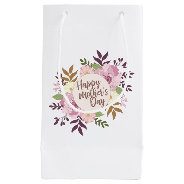 Elegant Happy Mother's Day Floral Wreath Gift Bag (Front)