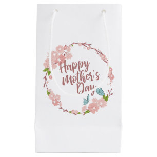 Elegant Happy Mother's Day Floral Wreath Gift Bag
